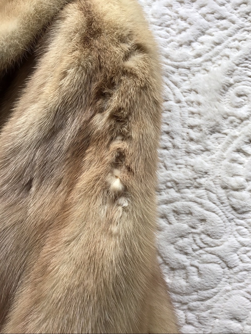 Vintage 1950s Pastel Beige Mink Fur Coat Swing Jacket Mid Century Luxury - Picture 8 of 10